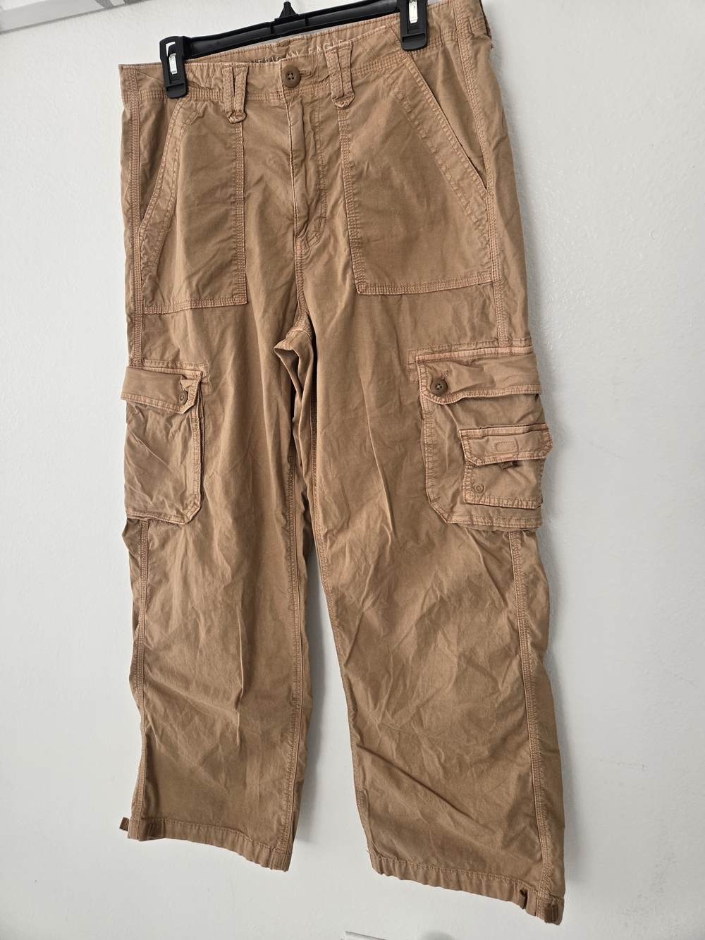 American Eagle Outfitters Brown Canvas Stretch Baggy Jogger Cargo Pants Straight - Picture 5 of 14